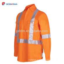 Customized Full Orange Safety Work Shirt Roadway Safety Workwear with Cross Back Reflective Tape and Pockets